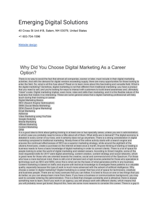 Emerging Digital Solutions