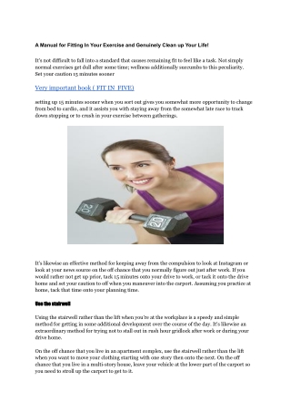 _A Manual for Fitting In Your Exercise and Genuinely Clean up Your Life!
