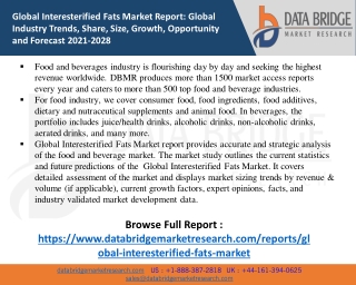 Global Interesterified Fats Market to Register Highest CAGR Growth of 6.40%