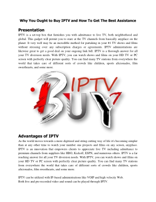 Why You Ought to Buy IPTV and How To Get The Best Assistance