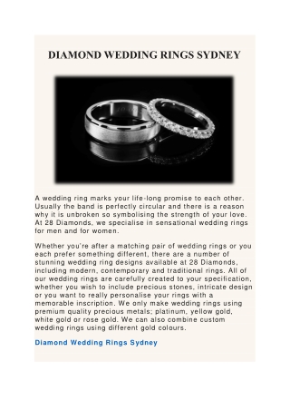 shop diamond wedding rings Sydney