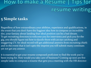 How to make a Resume | Tips for resume writing