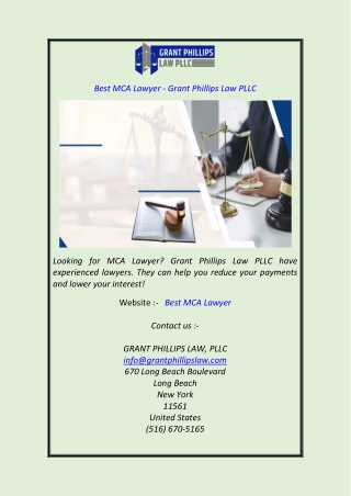 Best MCA Lawyer - Grant Phillips Law PLLC