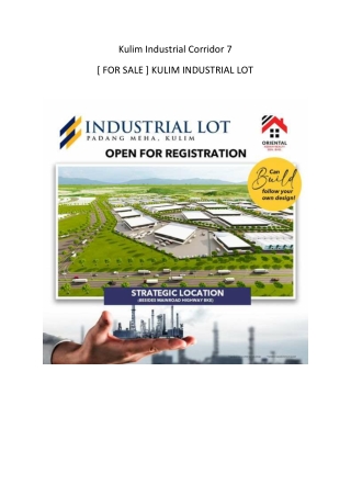 Kulim Industrial Corridor 7[ FOR SALE ] KULIM INDUSTRIAL LOT