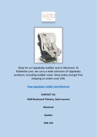 Shop Uppababy Toddler Seat Montreal | Kidobebe.com