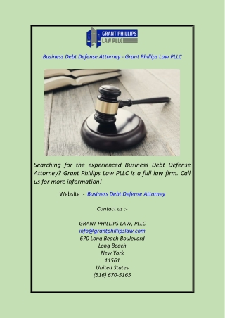 Business Debt Defense Attorney - Grant Phillips Law PLLC