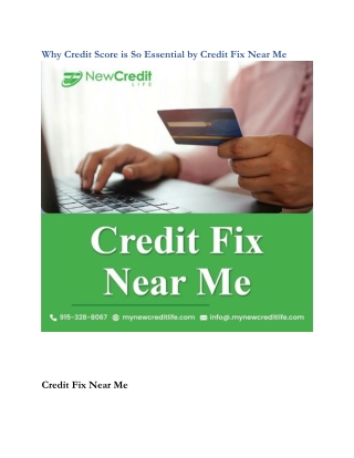 Why Credit Score is So Essential by Credit Fix Near Me