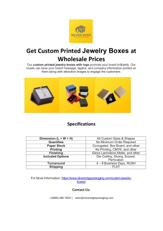 Get Custom Printed Jewelry Boxes At Wholesale Prices