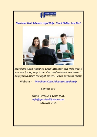 Merchant Cash Advance Legal Help - Grant Phillips Law PLLC