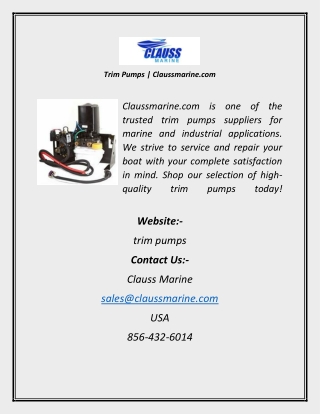 Trim Pumps  Claussmarine