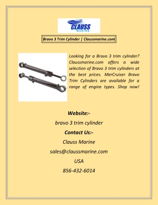Bravo 3 Trim Cylinder  Claussmarine