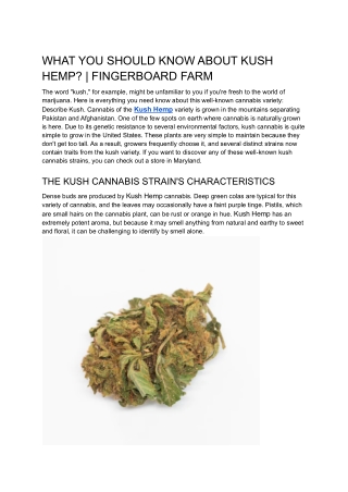 WHAT YOU SHOULD KNOW ABOUT KUSH HEMP? | FINGERBOARD FARM
