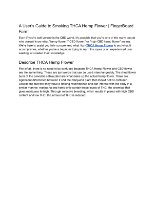 A User's Guide to Smoking THCA Hemp Flower | FingerBoard Farm
