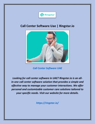 Call Center Software Uae | Ringstar.io