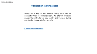 Iv Hydration In Minnesotab Twincitiesiv.com