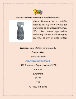 Buy cute clothes for maternity at an affordable price