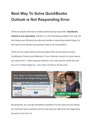 Best Way To Solve QuickBooks Outlook is Not Responding Error