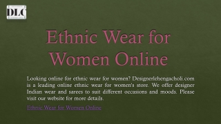 Ethnic Wear for Women Online | Designerlehengacholi.com
