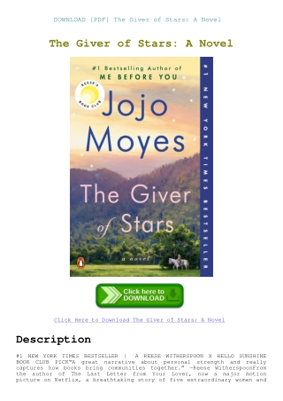 DOWNLOAD [PDF] The Giver of Stars A Novel