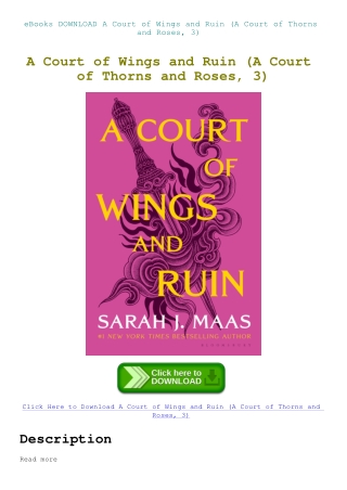 eBooks DOWNLOAD A Court of Wings and Ruin (A Court of Thorns and Roses  3)