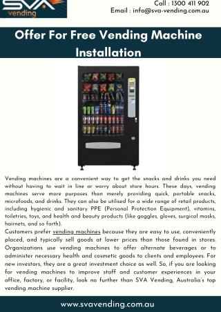 Offer For Free Vending Machine Installation