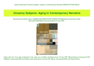 {epub download} Uncanny Subjects Aging in Contemporary Narrative [EBOOK EPUB KIDLE]