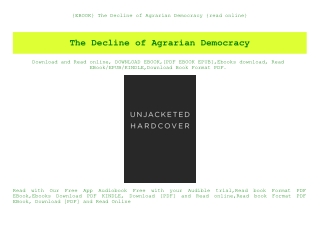 {EBOOK} The Decline of Agrarian Democracy {read online}