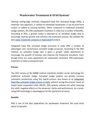 Wastewater Treatment and IFAS System!