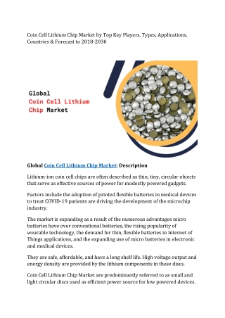 Coin Cell Lithium Chip Market by Top Key Players Size Growth Analysis