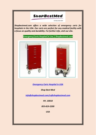 Emergency Carts Hospital in Usa  Shopbestmed.com