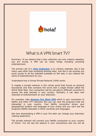 What Is A VPN Smart TV