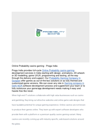 Online Probability casino gaming