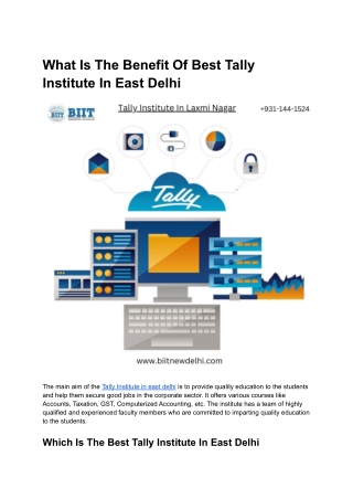 What Is The Benefit Of Tally Institute In East Laxmi
