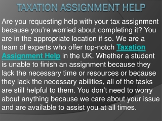 Taxation Assignment Help