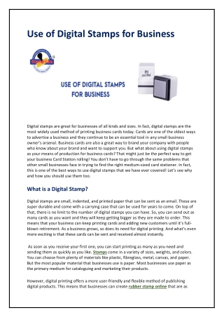 Use of Digital Stamps for Business