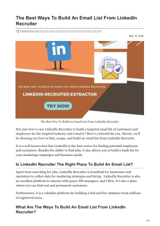 1The Best Ways To Build An Email List From LinkedIn Recruiter