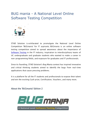 BUG mania - A National Level Online Software Testing Competition