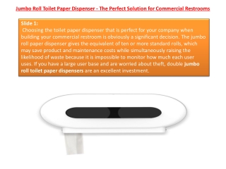 Jumbo Roll Toilet Paper Dispenser - The Perfect Solution for Commercial Restrooms