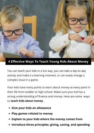 4 Effective Ways To Teach Young Kids About Money