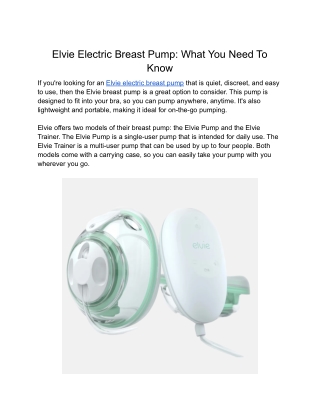 Elvie Electric Breast Pump: What You Need To Know