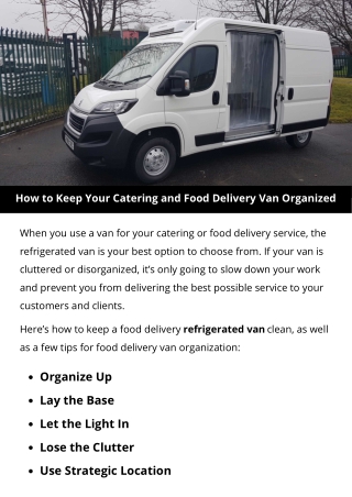 How to Keep Your Catering and Food Delivery Van Organized