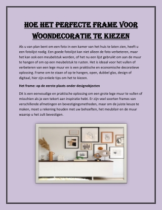 Hoe het perfecte frame voor woondecoratie te kiezen