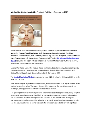 Medical Aesthetics Market by Product, End User - Forecast to 2029