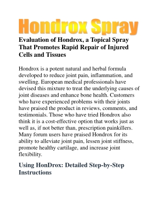 Evaluation of Hondrox