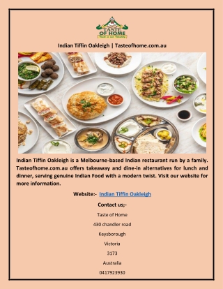Indian Tiffin Oakleigh | Tasteofhome.com.au