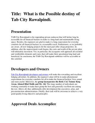 WhatisthePossibledestinyofTabCityRawalpindi