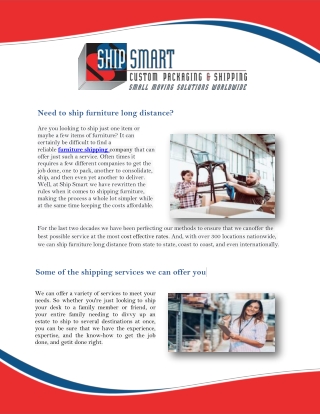 Leading Furniture shippers near me | Ship Smart Inc.