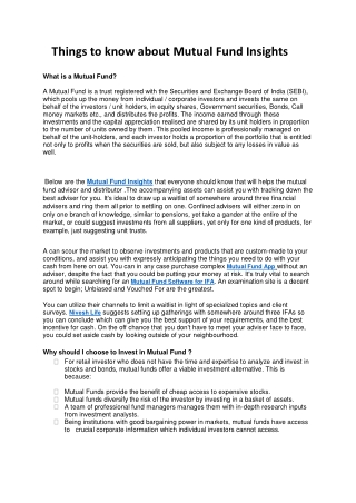 Things to know about Mutual Fund Insights