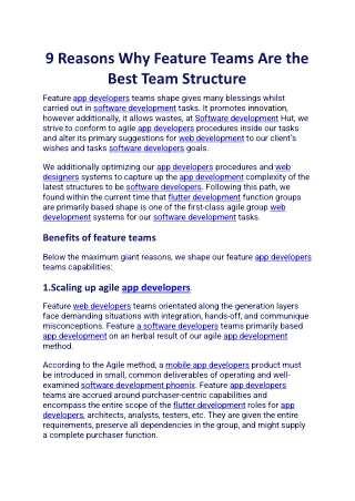 9 Reasons Why Feature Teams Are the Best Team Structure