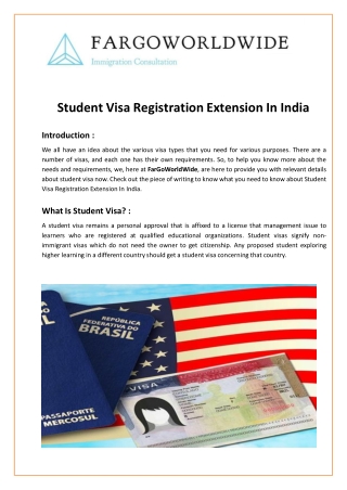 Student Visa Registration Extension In India